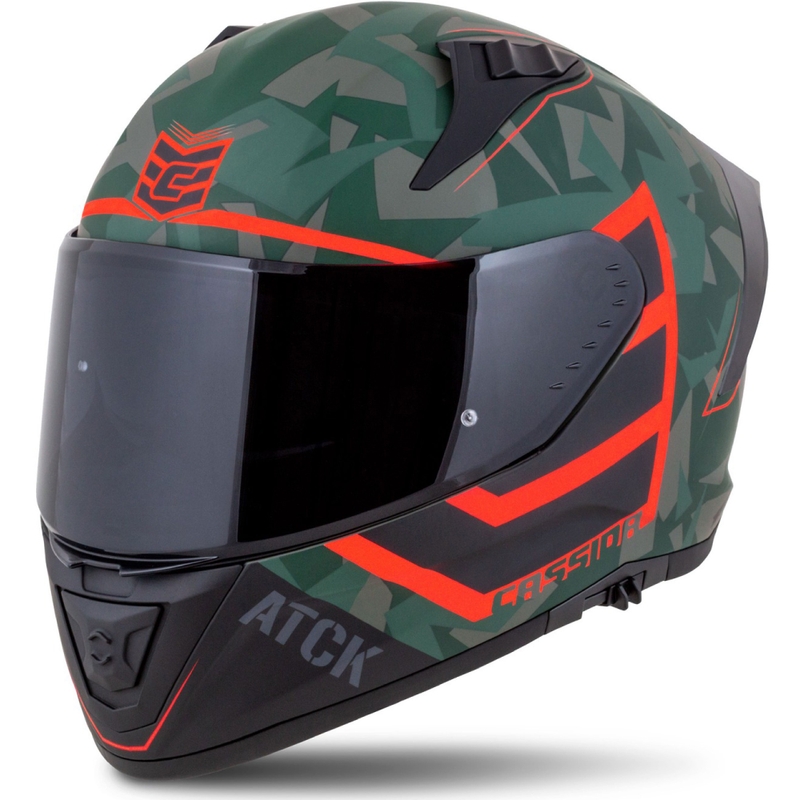 Cassida Aero ATCK camo roheline-must-hall-oranž integreeritud mootorratta kiiver