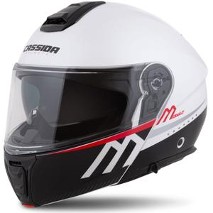 Cassida Modulo 2.1 Compass flip-up mootorratta kiiver pärlmuttervalge-must-punane-hõbedane