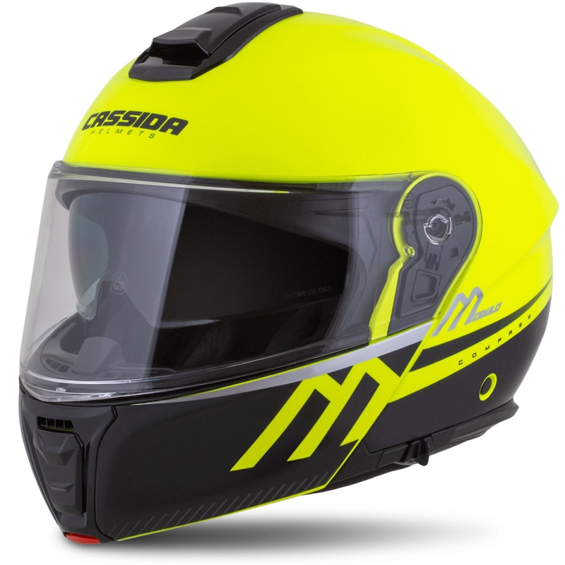 Cassida Modulo 2.1 Compass fluo kollane-must-hõbedane-punane mootorratta kiiver.
