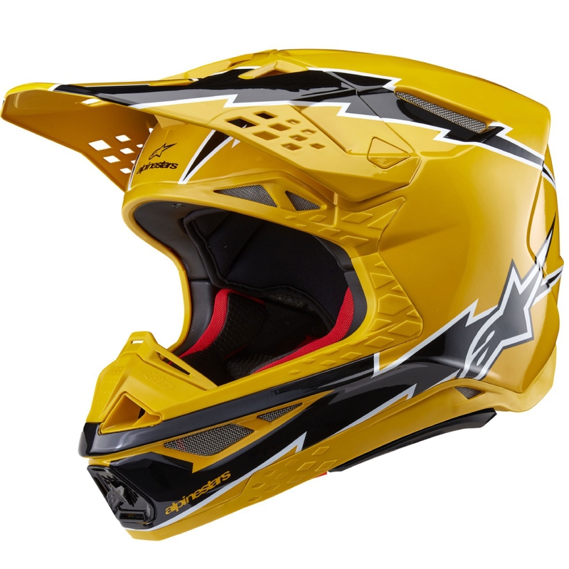 Alpinestars Supertech S-M10 Ampress Motokross kiiver must ja kollane