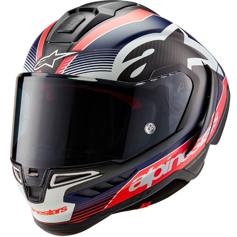 Alpinestars Supertech R-10 Team carbon fluo punane-sinine-valge matt integraalne mootorratta kiiver