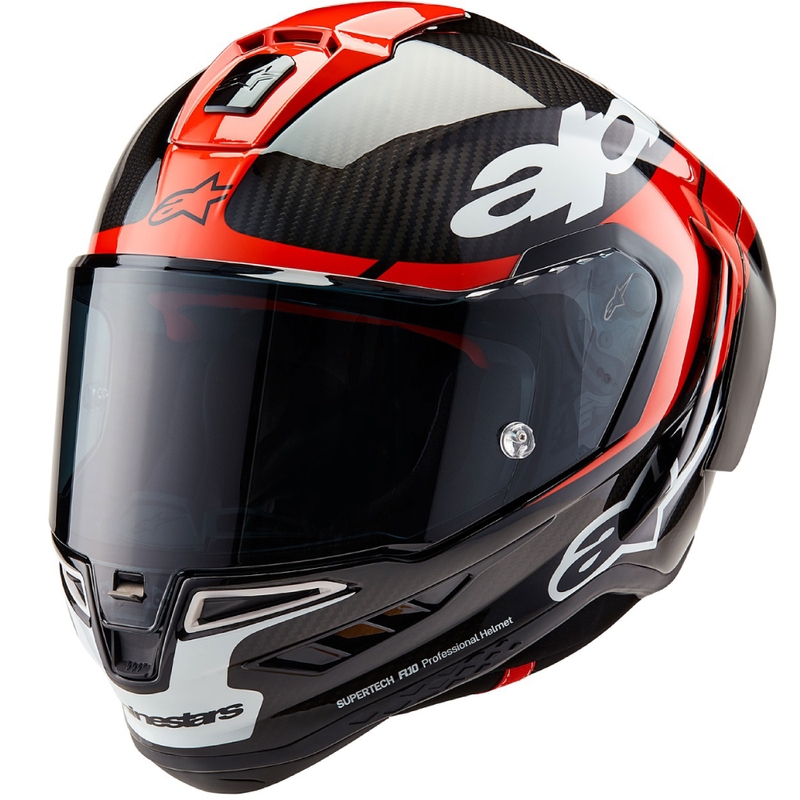Alpinestars Supertech R-10 Element süsinikkiiver, fluorestsentsvalge ja punane-valge