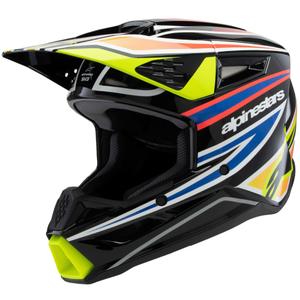 Alpinestars S-M3 WURX laste motokrossikiiver must-fluo kollane-sinine-punane