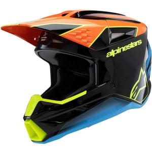 Laste motokrossikiiver Alpinestars S-M3 FRAY must-fluororanž-fluorokollane-türkiissinine