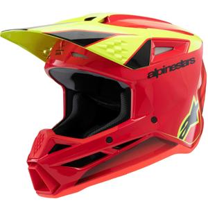 Laste motokrossikiiver Alpinestars S-M3 FRAY punane-fluo kollane-must