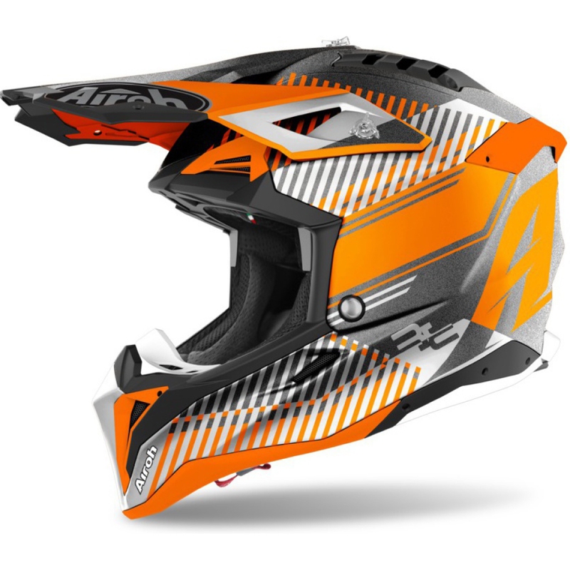 Motokrosová přilba Airoh Aviator 3.0 Wave 2022 oranžovo-šedo-bílá výprodej