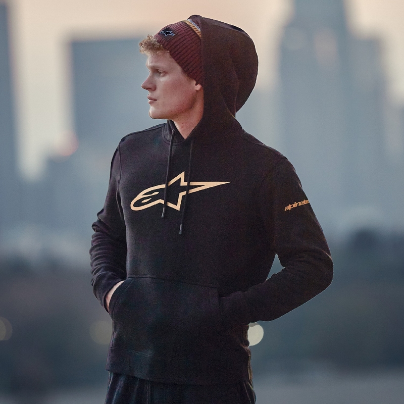 Alpinestars Gilded Hoodie must ja kuldne