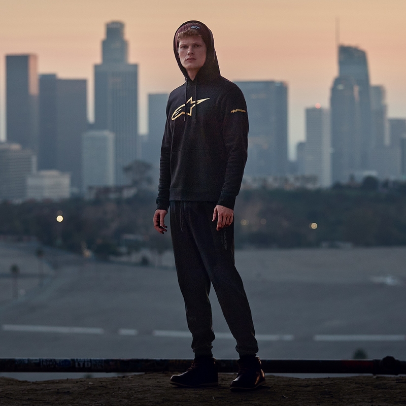 Alpinestars Gilded Hoodie must ja kuldne
