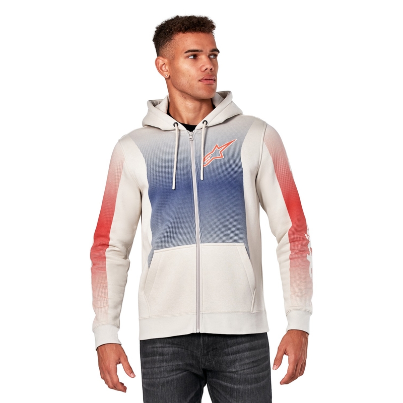 Mikina Alpinestars Arising Hoodie bílo offwhite-modro-červená