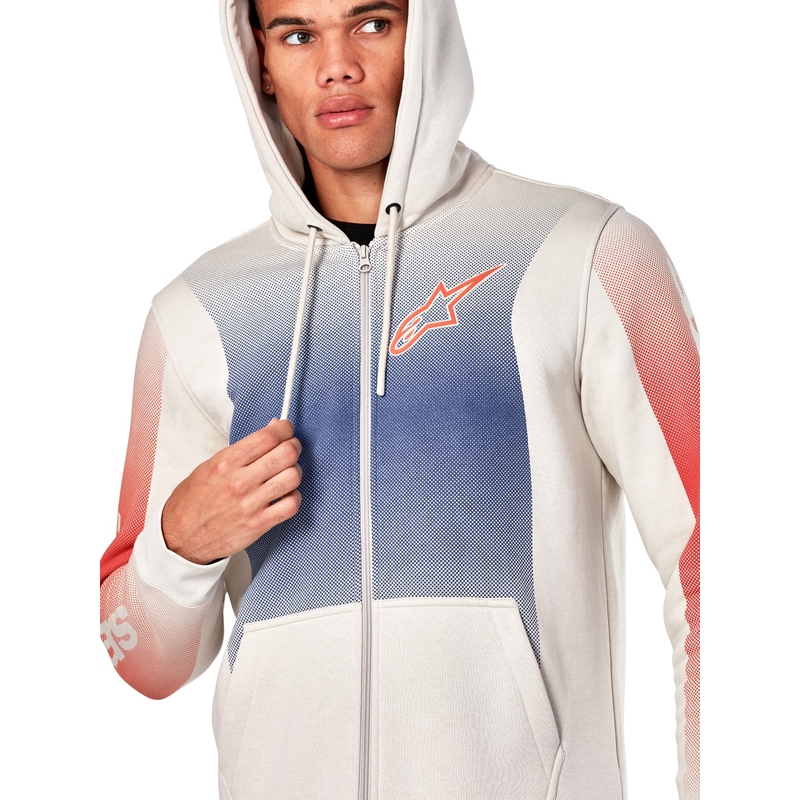 Mikina Alpinestars Arising Hoodie bílo offwhite-modro-červená