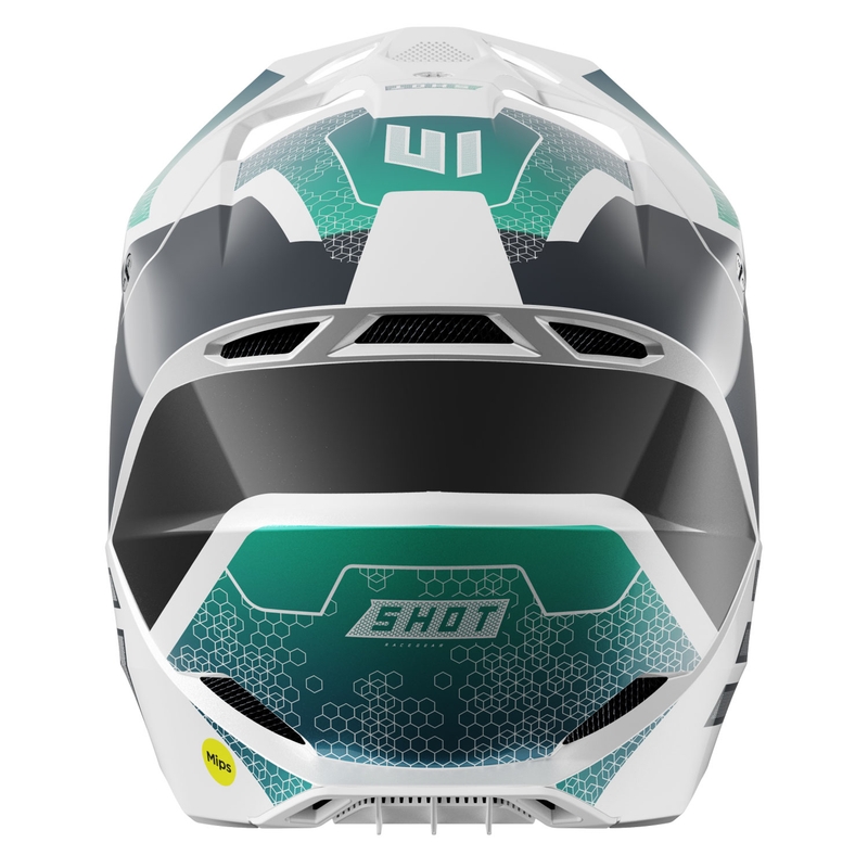 Motokrossi kiiver Shot Race Phaser pearl must-türkiisivalge