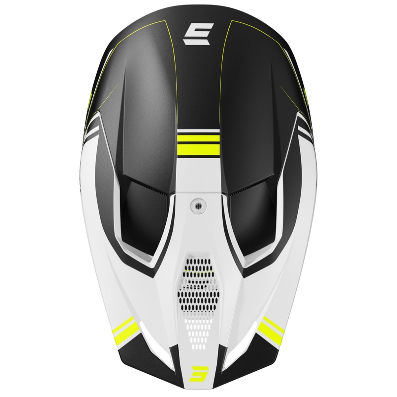 Motokross kiiver Shot Race Sprint must-valge-fluo kollane