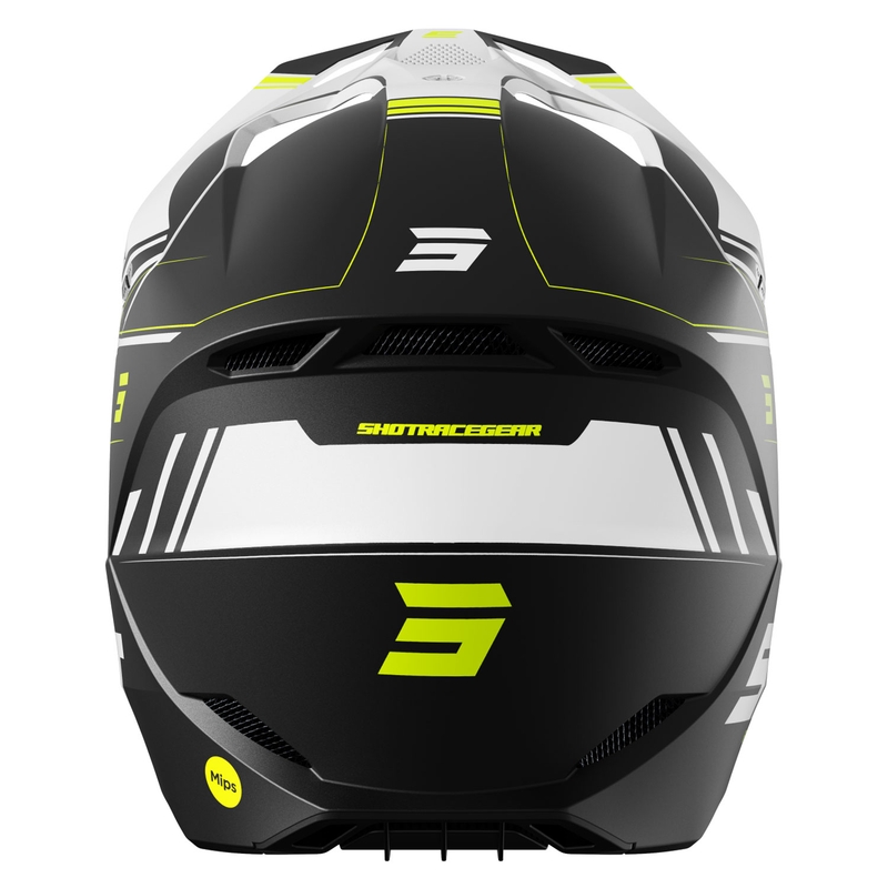 Motokross kiiver Shot Race Sprint must-valge-fluo kollane