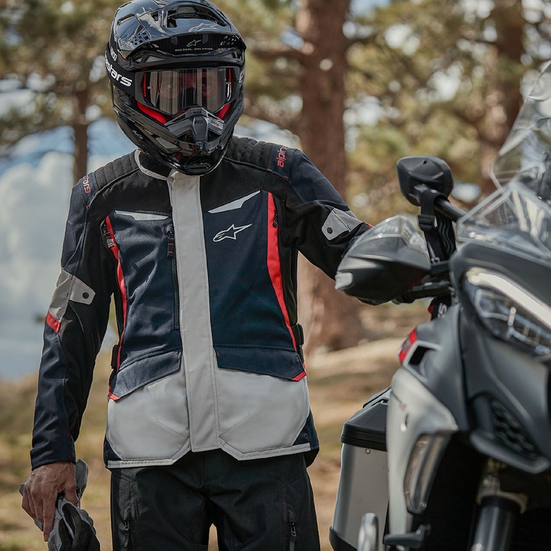 Alpinestars ST-1 veekindel mootorratta jope tumesinine-must-punane