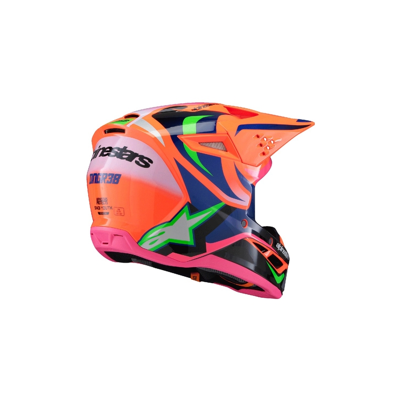 Laste motokrossikiiver Alpinestars S-M3 HAIDEN DEEGAN fluo oranž-lilla-roosa-roosa-roheline