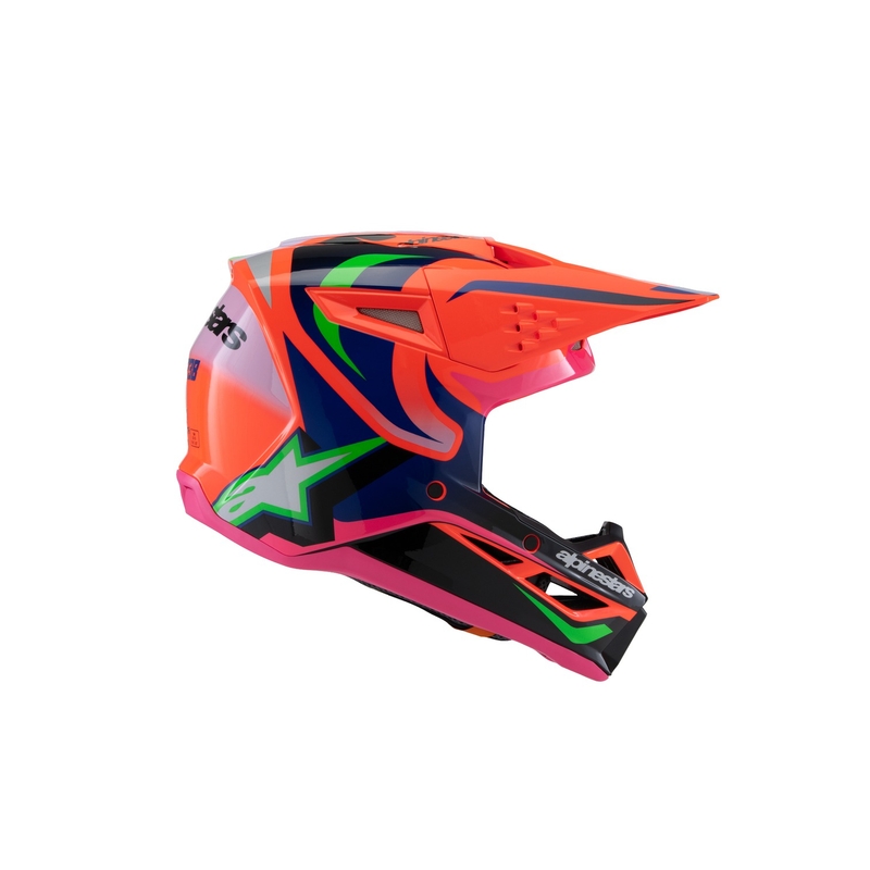 Laste motokrossikiiver Alpinestars S-M3 HAIDEN DEEGAN fluo oranž-lilla-roosa-roosa-roheline