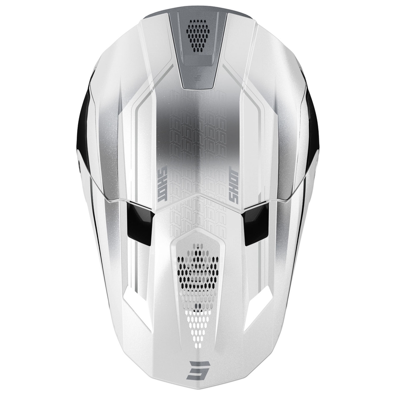 Motokrossi kiiver Shot Lite Challenger Pearl must ja valge