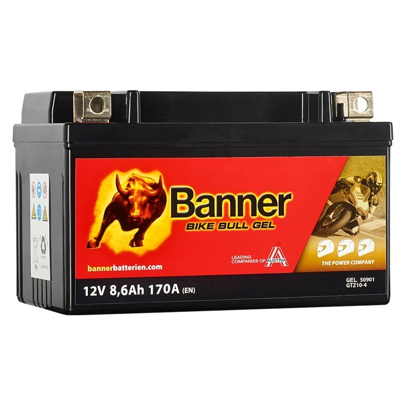 Geelaku Banner Bike Bull GEL 509 01/BGTZ10-S - GTZ10-S 12V, 8.6Ah, 170A