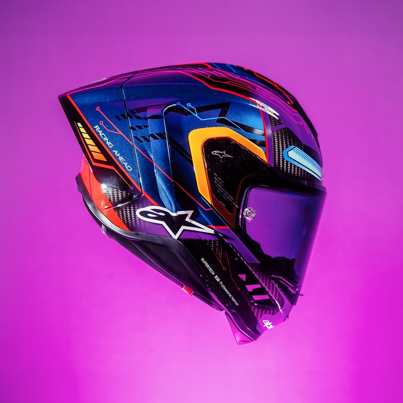 Integrální helma na motorku Alpinestars Supertech R-10 limitovaná edice Martinator Jorge Martin modro-fialovo-červeno-žlutá