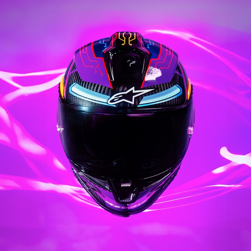 Integrální helma na motorku Alpinestars Supertech R-10 limitovaná edice Martinator Jorge Martin modro-fialovo-červeno-žlutá