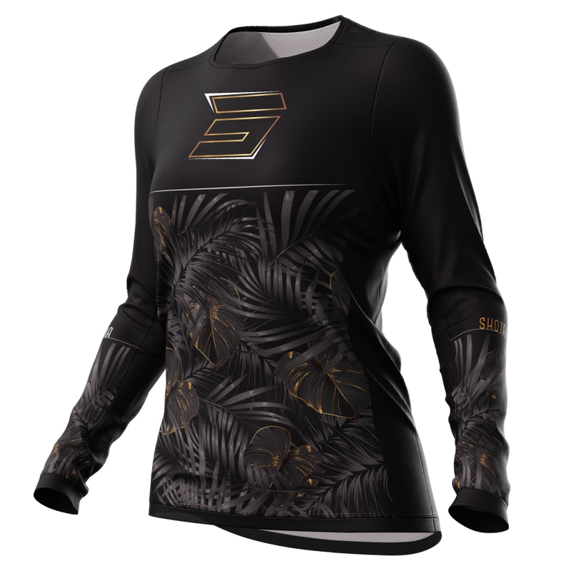 Naiste motokrossitrikoo Shot Contact Respect must-kuldne