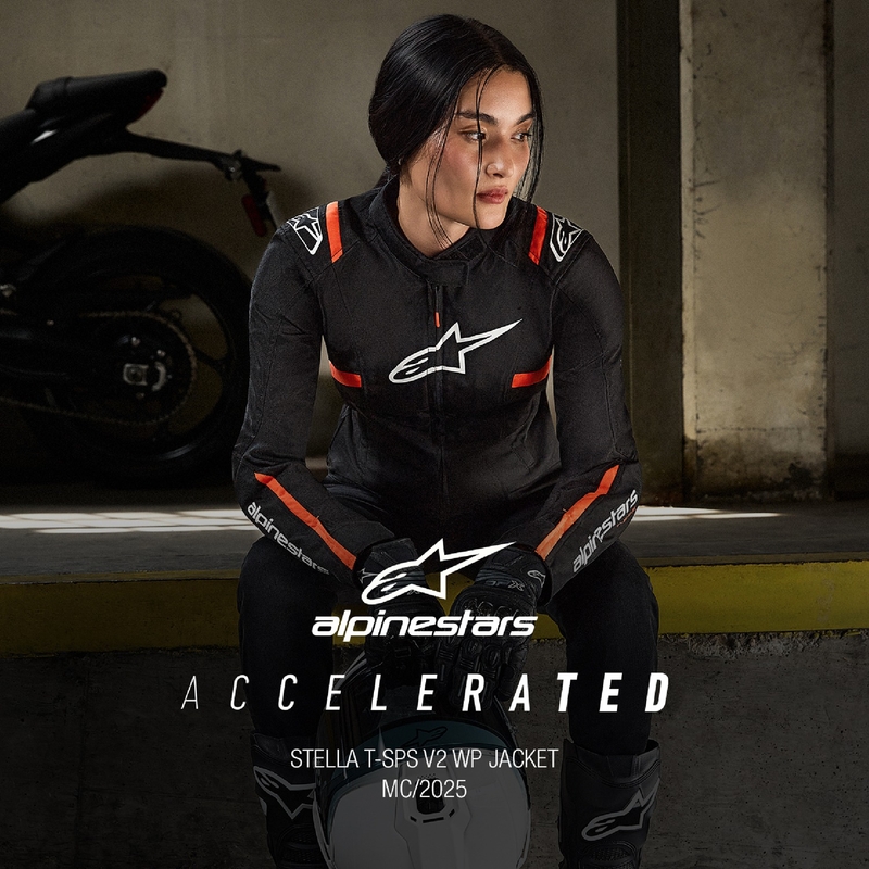 Alpinestars naiste Stella T-SPS 2 veekindel must-valge-fluoripunane mootorratta jakk