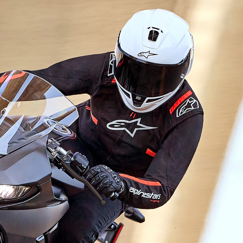 Alpinestars naiste Stella T-SPS 2 veekindel must-valge-fluoripunane mootorratta jakk