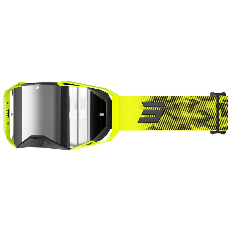 Motokrossiprillid Shot Lite Patrol fluo kollane hõbedase iriidium plexiga
