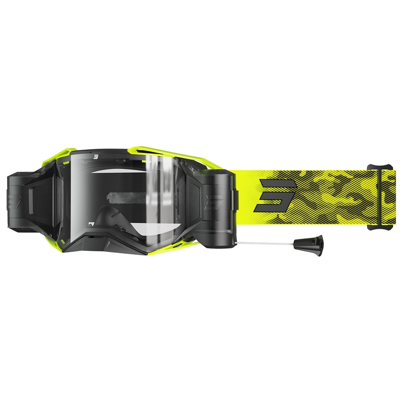 Motokrossiprillid Shot Lite Roll-Off Patrol fluo kollane läbipaistva pleksiga