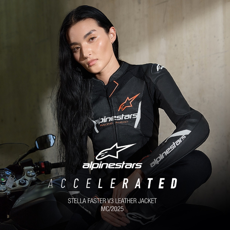 Alpinestars Stella Faster 3 naiste nahast mootorratta jope must-valge-fluoripunane