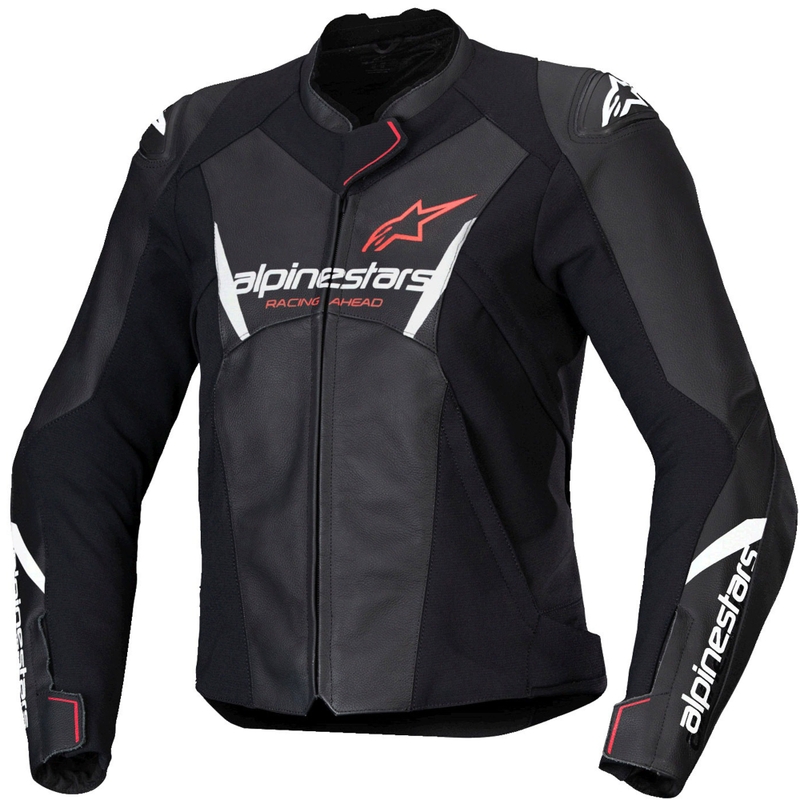 Alpinestars Stella Faster 3 naiste nahast mootorratta jope must-valge-fluoripunane