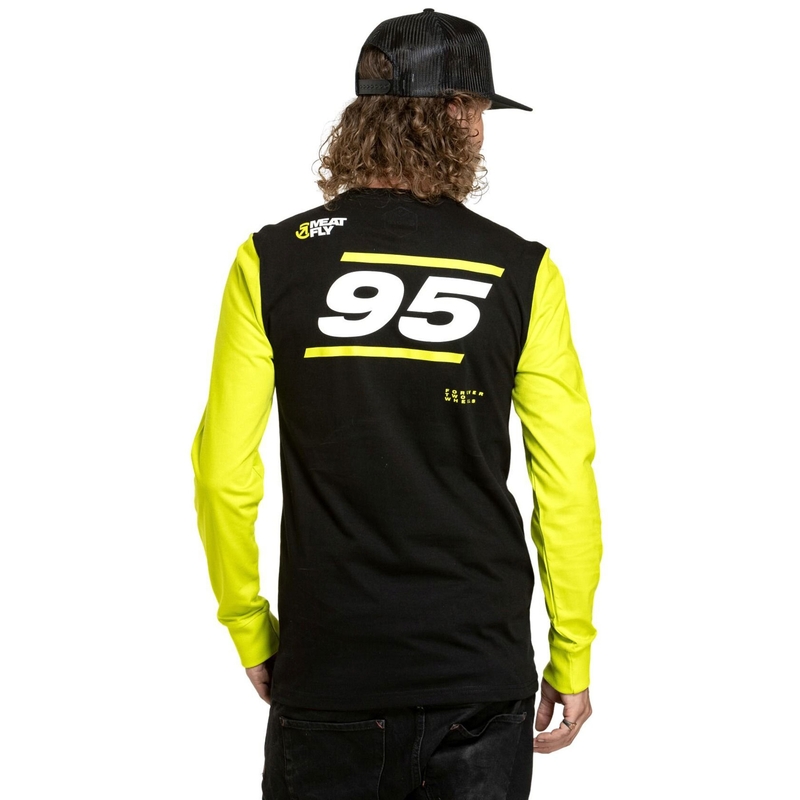 Pikkade varrukatega T-särk Meatfly Appex fluo kollane-must