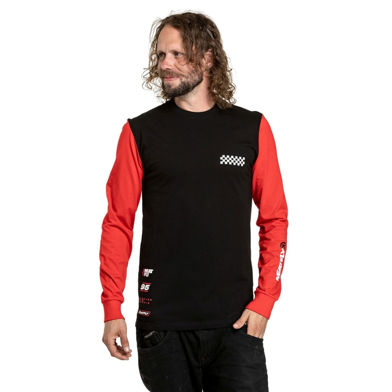 Pikkade varrukatega T-särk Meatfly Appex must-punane