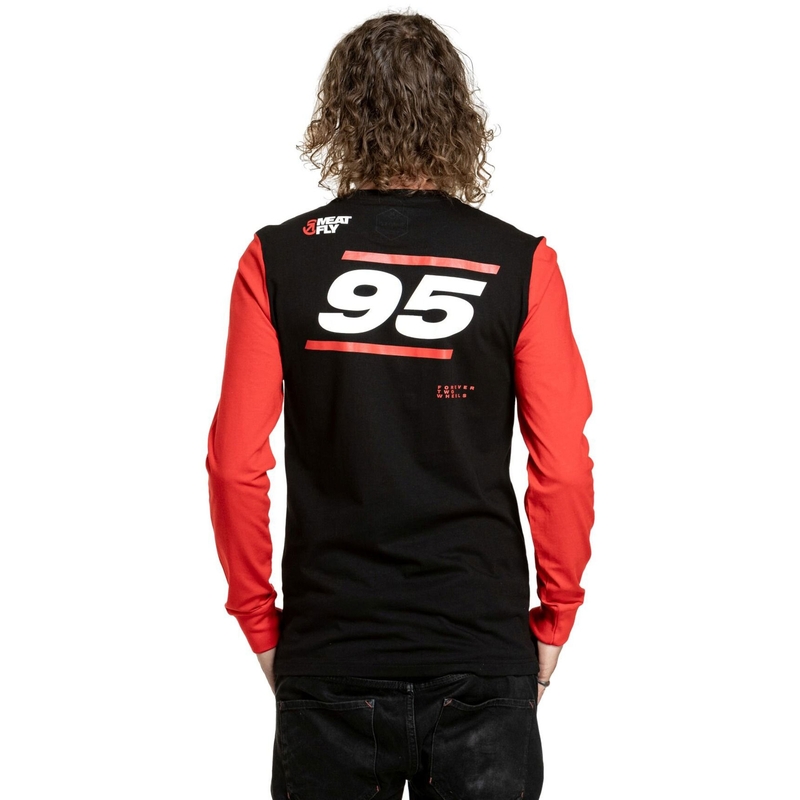 Pikkade varrukatega T-särk Meatfly Appex must-punane