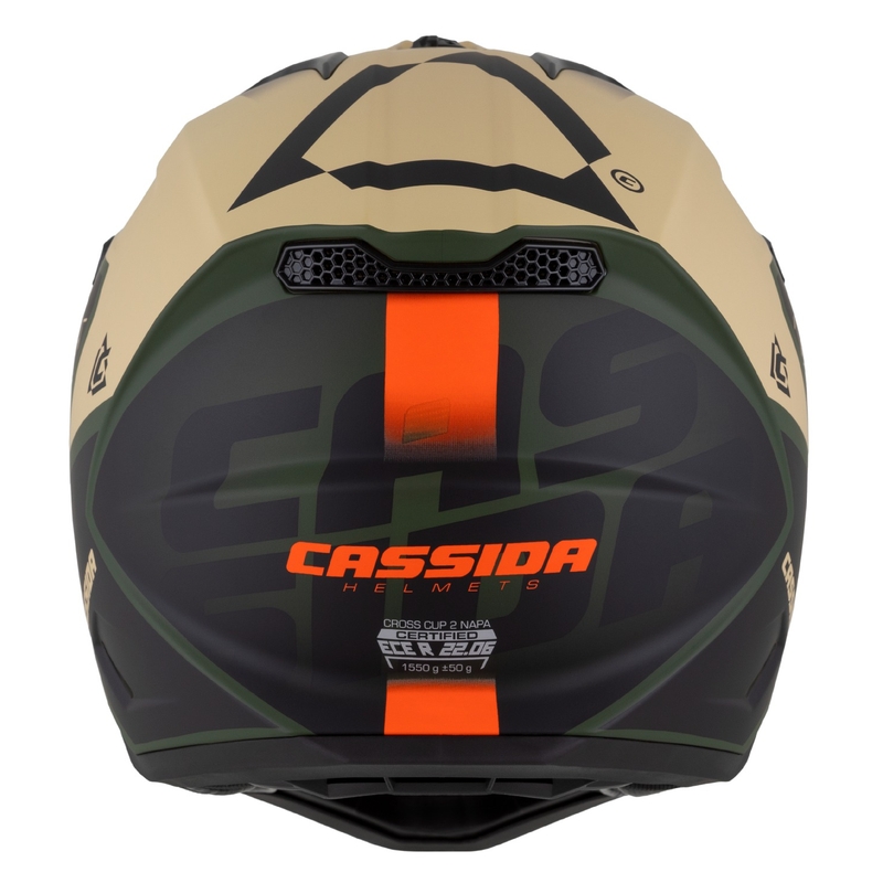 Cassida Cross Cup 2 Napa motokrossi kiiver matt liivakas-roheline-oranž-must