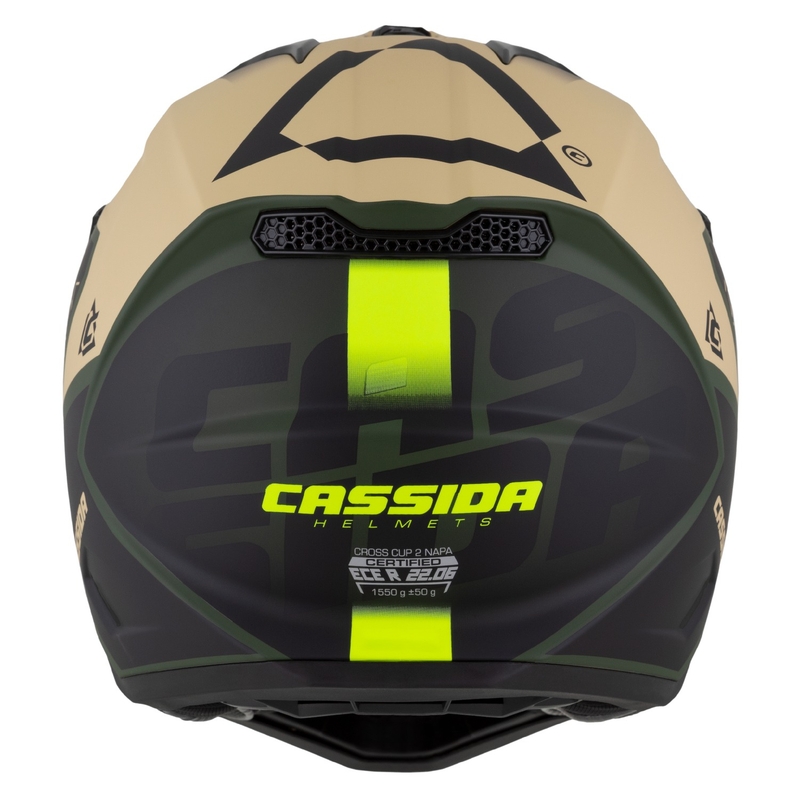 Cassida Cross Cup 2 Napa motokrossi kiiver matt liivakas-roheline-fluo kollane-must