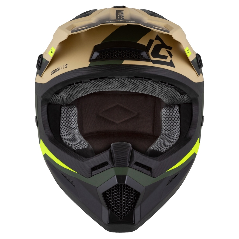 Cassida Cross Cup 2 Napa motokrossi kiiver matt liivakas-roheline-fluo kollane-must