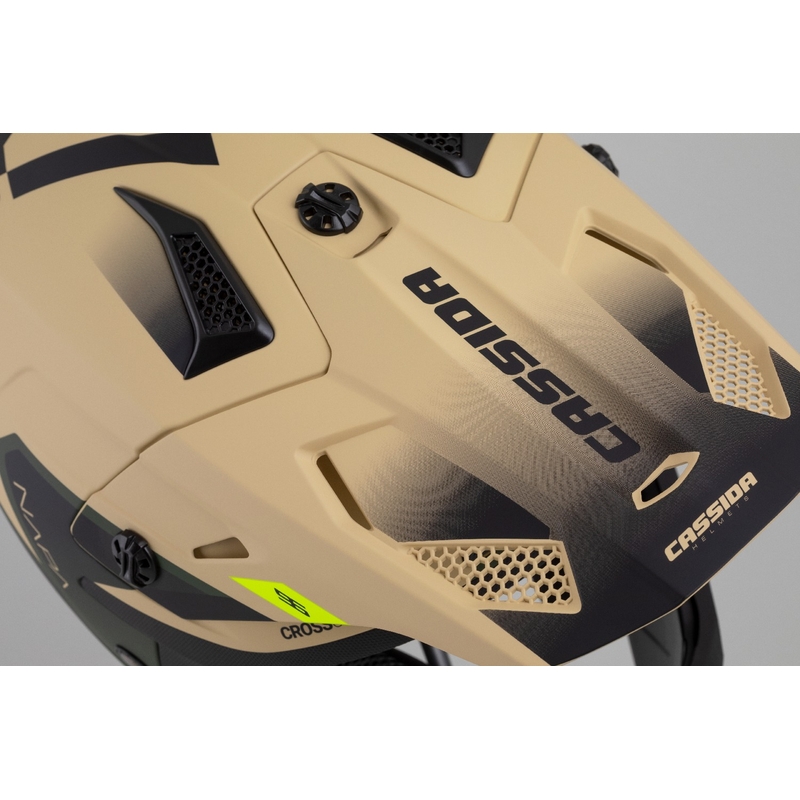 Cassida Cross Cup 2 Napa motokrossi kiiver matt liivakas-roheline-fluo kollane-must