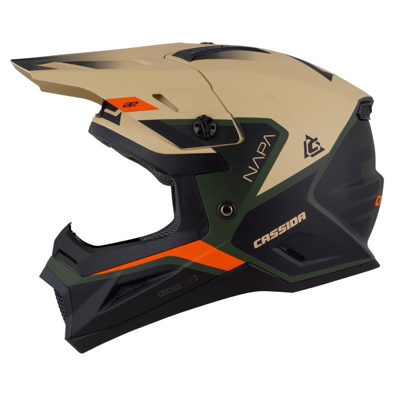 Laste motokross kiiver Cassida Cross Cup 2 Napa matt liiv-roheline-oranž-must