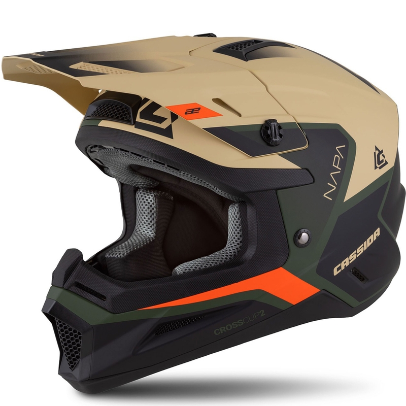 Laste motokross kiiver Cassida Cross Cup 2 Napa matt liiv-roheline-oranž-must