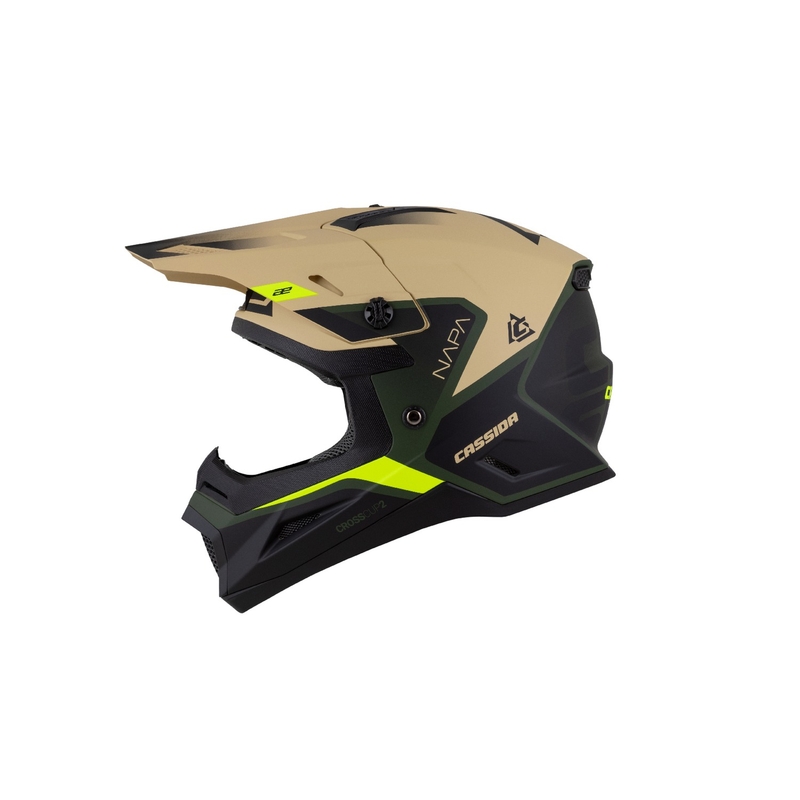 Laste motokrossi kiiver Cassida Cross Cup 2 Napa matt liiva-roheline-fluo kollane-must