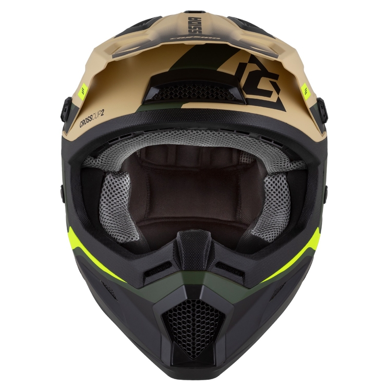 Laste motokrossi kiiver Cassida Cross Cup 2 Napa matt liiva-roheline-fluo kollane-must
