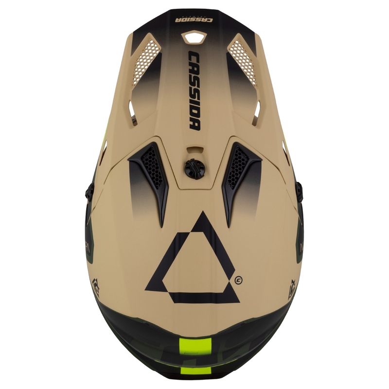 Laste motokrossi kiiver Cassida Cross Cup 2 Napa matt liiva-roheline-fluo kollane-must