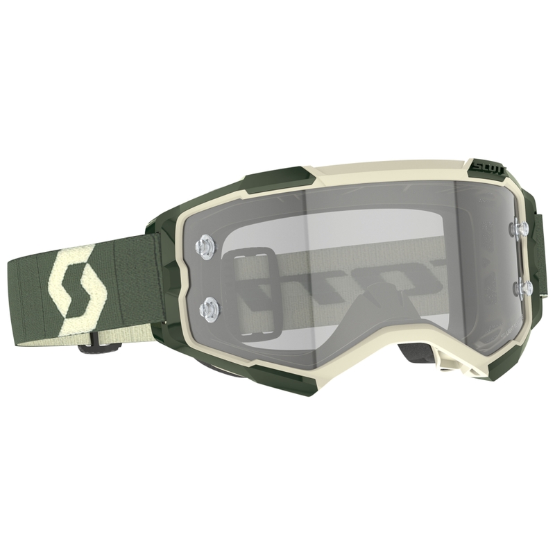 Motokrossiprillid SCOTT Fury LS khaki värvi halli pleksiga
