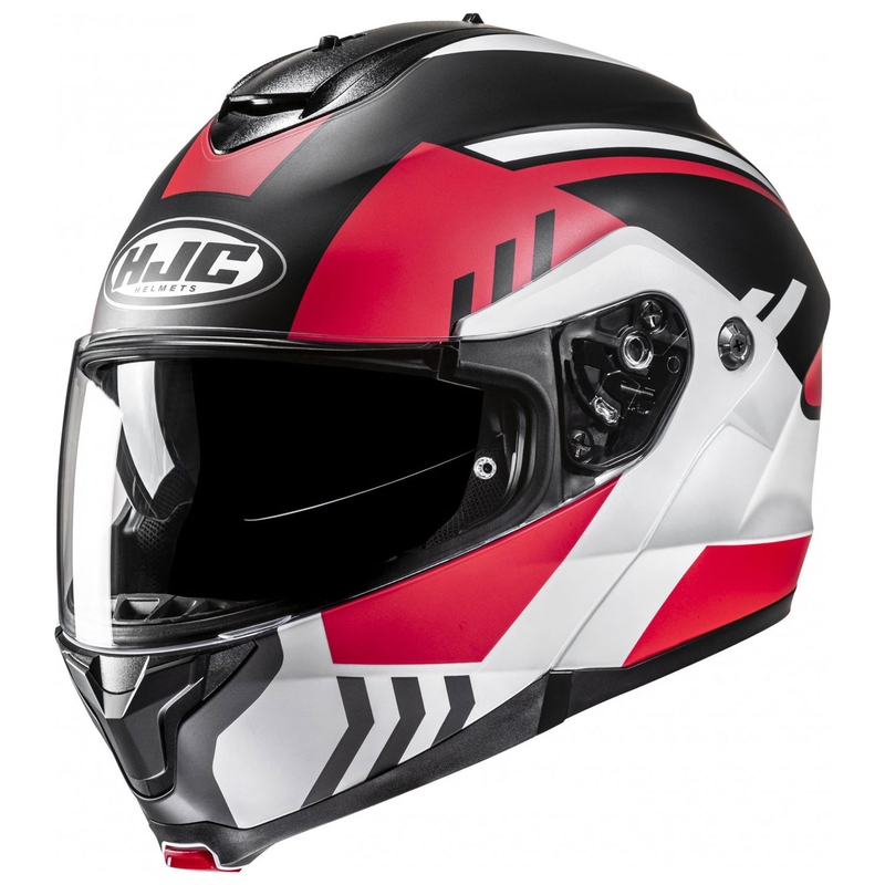 Flip-up mootorratta kiiver HJC C91N Kaon MC1SF valge-must-punane