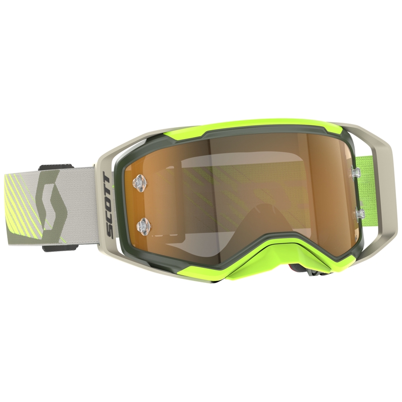 Motokross prillid SCOTT Prospect 2.0 AMP khaki-fluo kollane kuldsete läätsedega