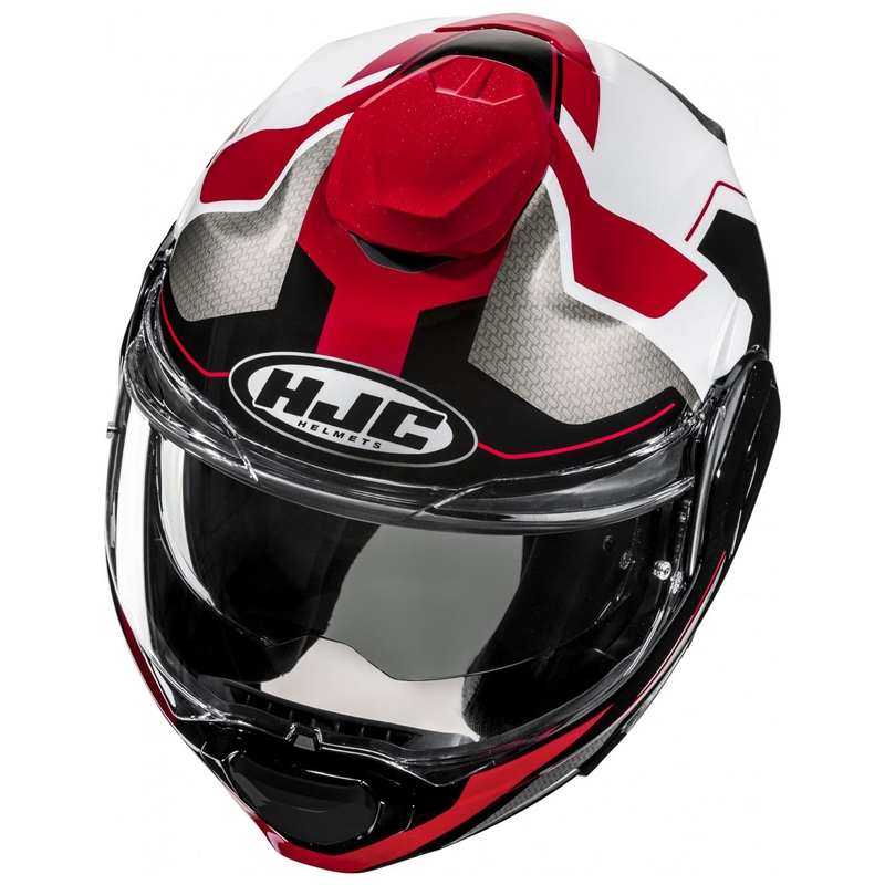 HJC F100 Bios MC1 hall-must-punane mootorratta kiiver.