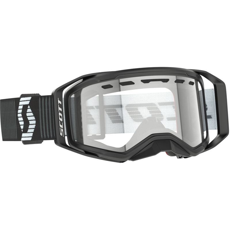 Motokrossiprillid SCOTT Prospect 2.0 Enduro must-valge läbipaistva pleksiga