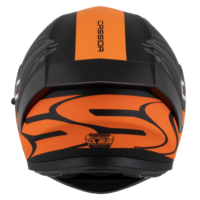 Integraalne kiiver Cassida Orbit Multivers matt must-oranž-hall-valge