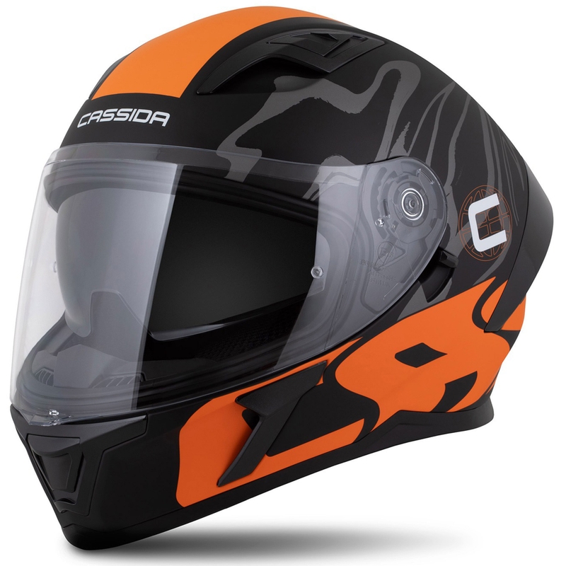 Integraalne kiiver Cassida Orbit Multivers matt must-oranž-hall-valge